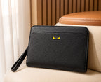Fendi men’s black textured zip pouch with wrist strap