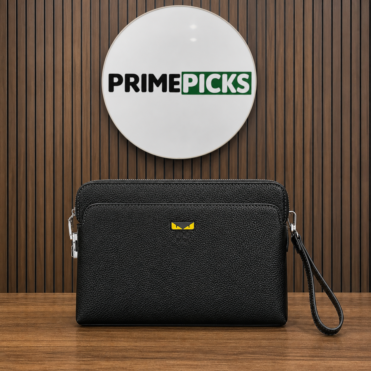 Fendi Monster Eyes black men's pouch at Primepicks