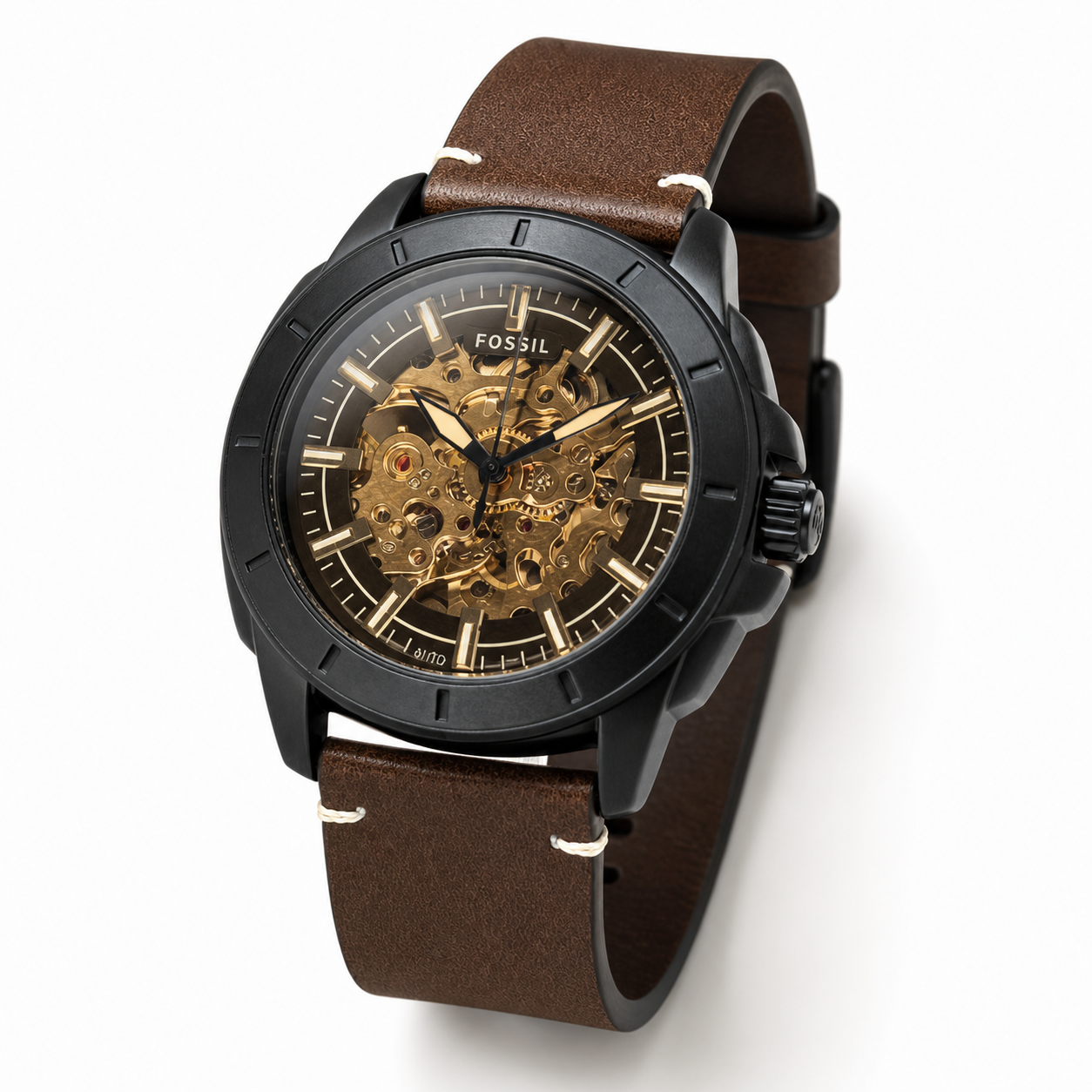 Fossil Machine automatic skeleton-style watch front view