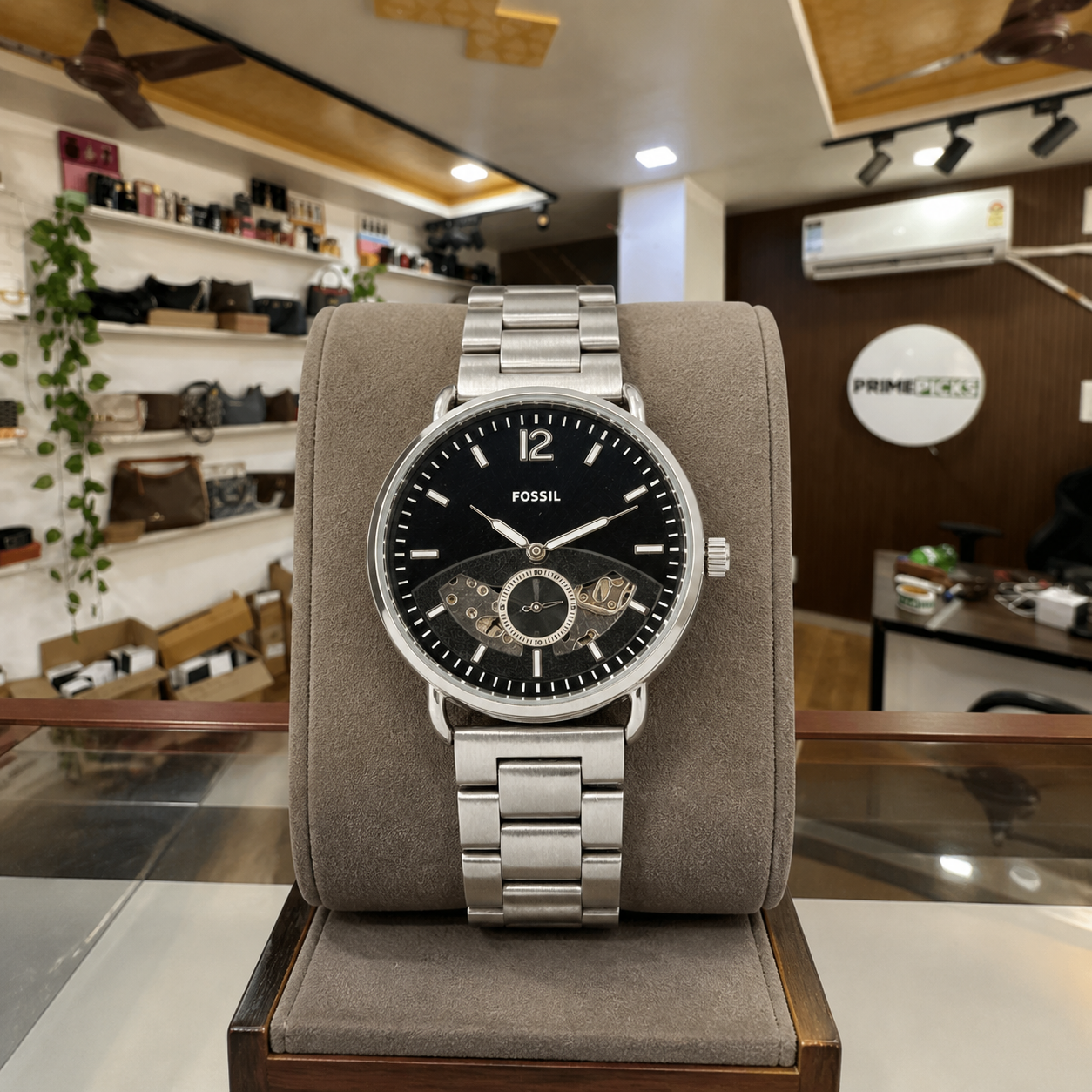 Fossil Commuter automatic open-heart watch in Primepicks showroom