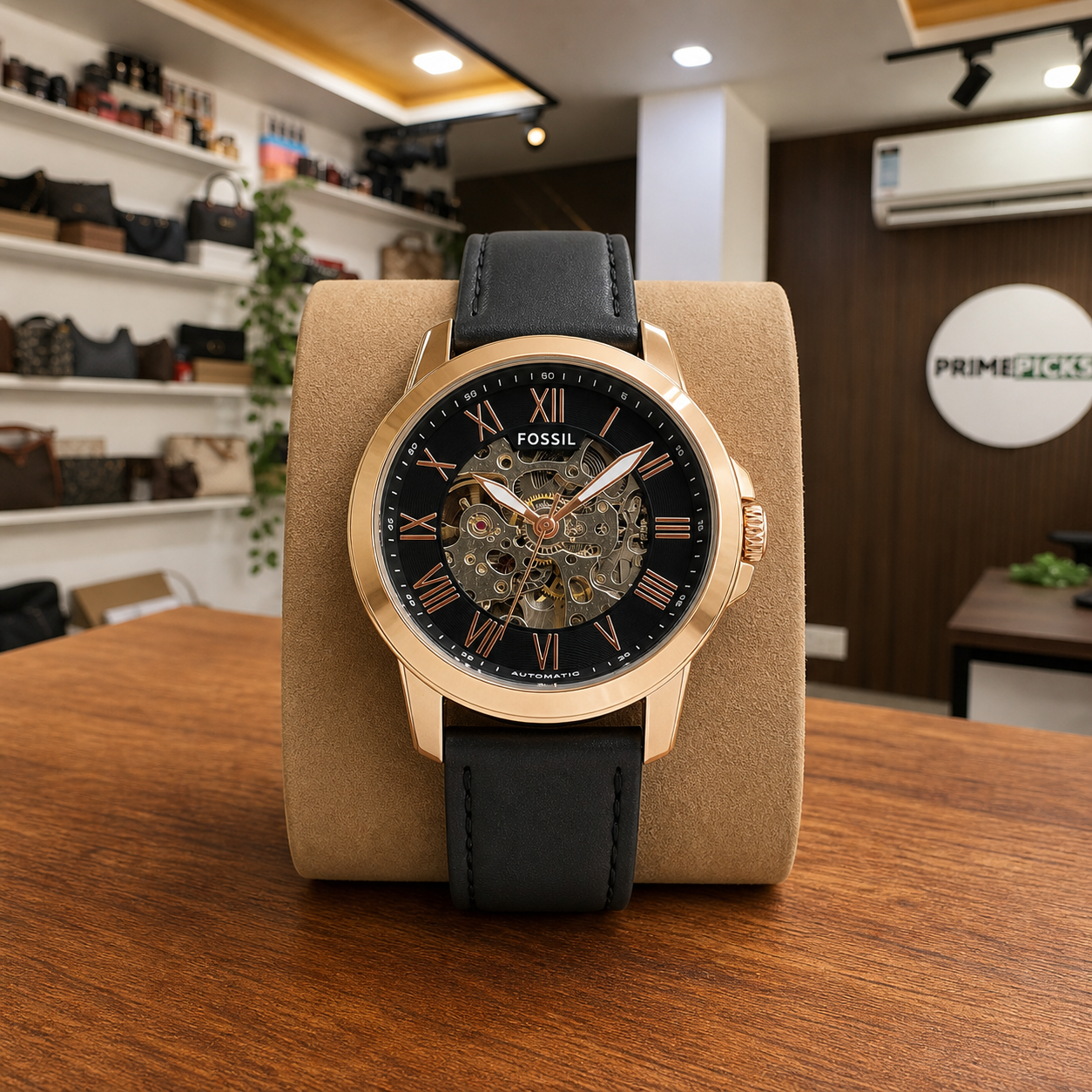 Fossil Grant ME3102 automatic watch on display cushion