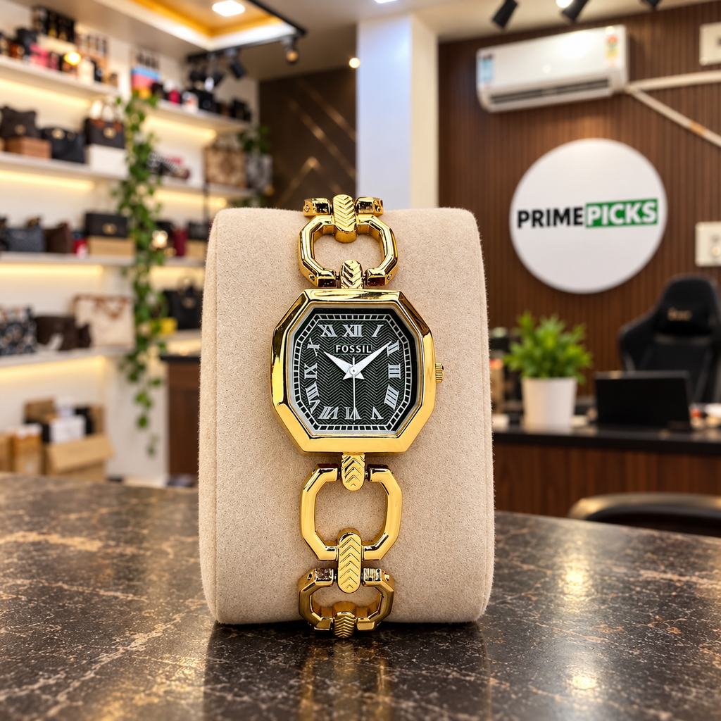 Fossil Harlow ES5485 gold-tone black-dial watch at the PrimePicks office