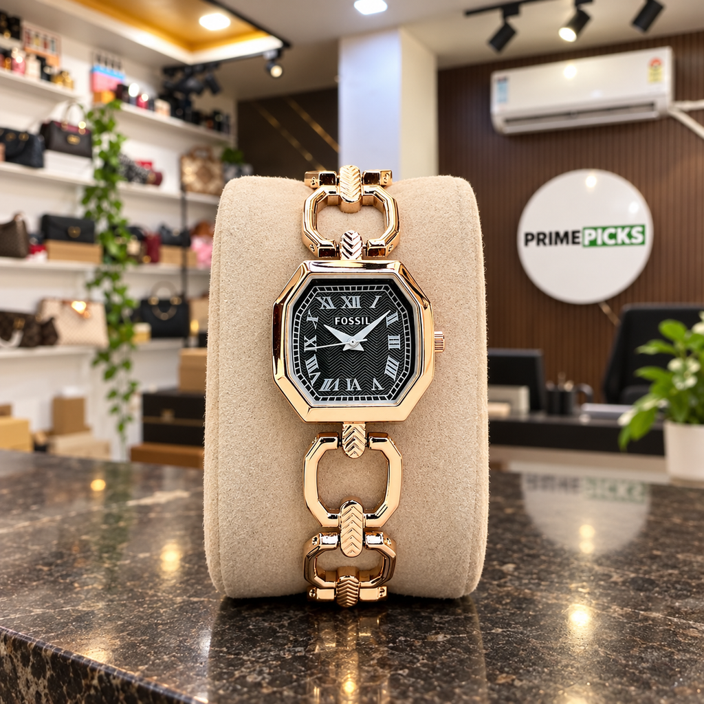 Fossil Harlow ES5485 rose-gold-tone black-dial watch at the PrimePicks office