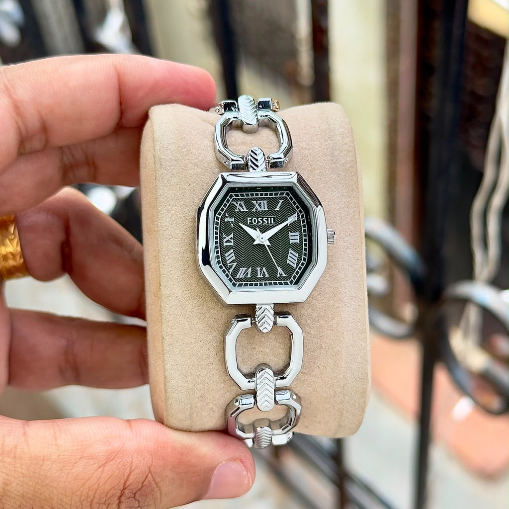 Fossil Harlow ES5485 silver-tone watch with black dial original product photo