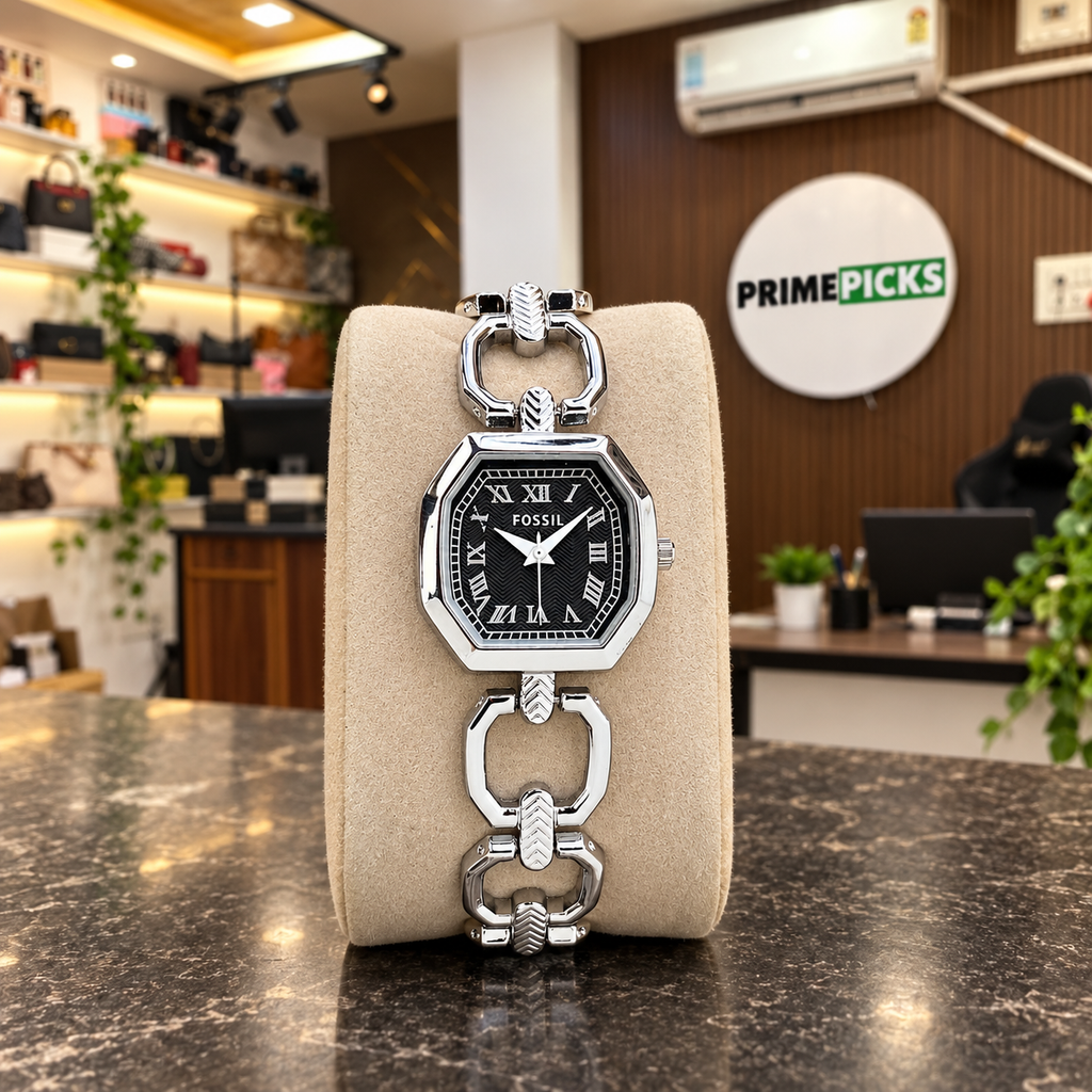 Fossil Harlow ES5485 silver-tone black-dial watch at the PrimePicks office