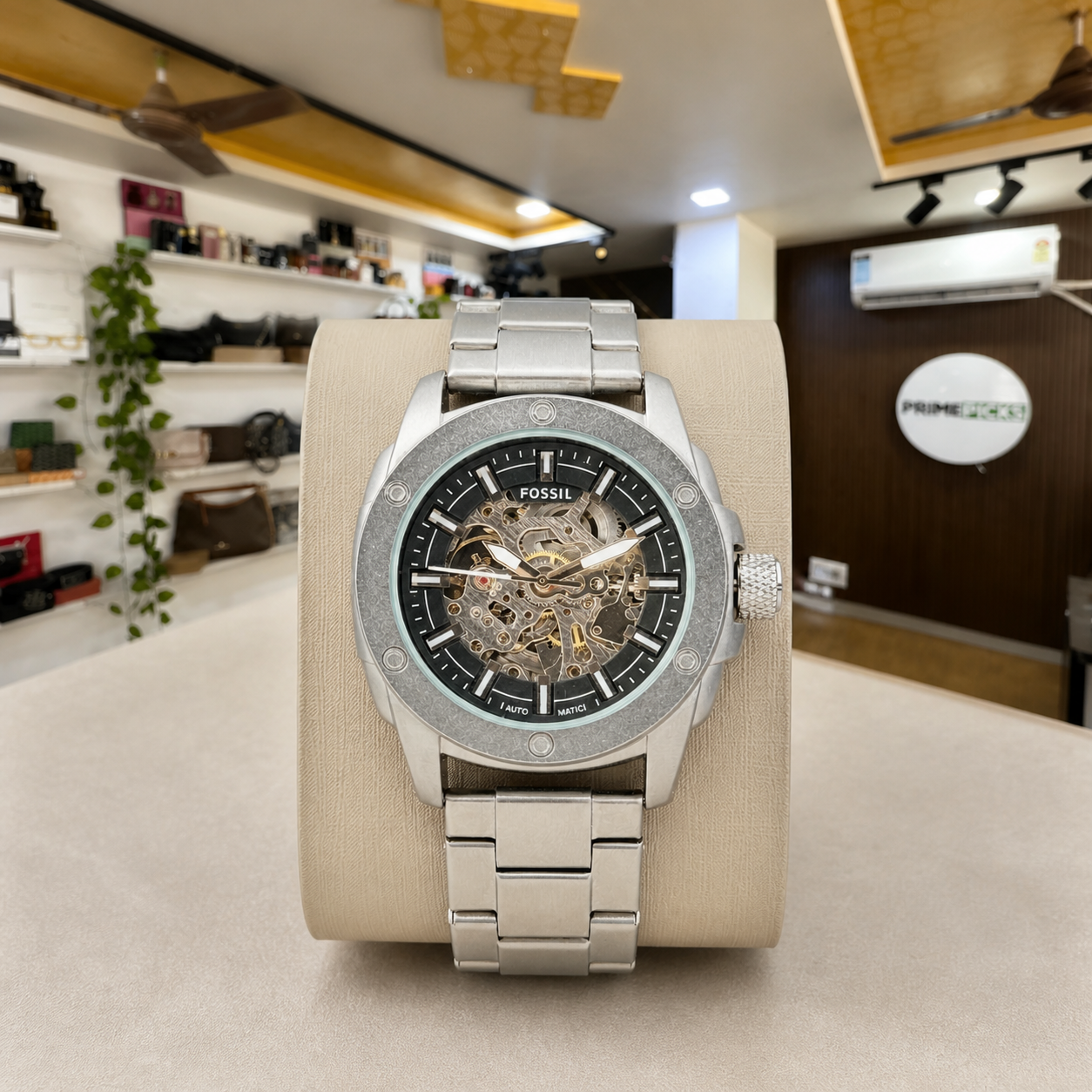 Fossil Modern Machine automatic skeleton men's watch in the Primepicks showroom