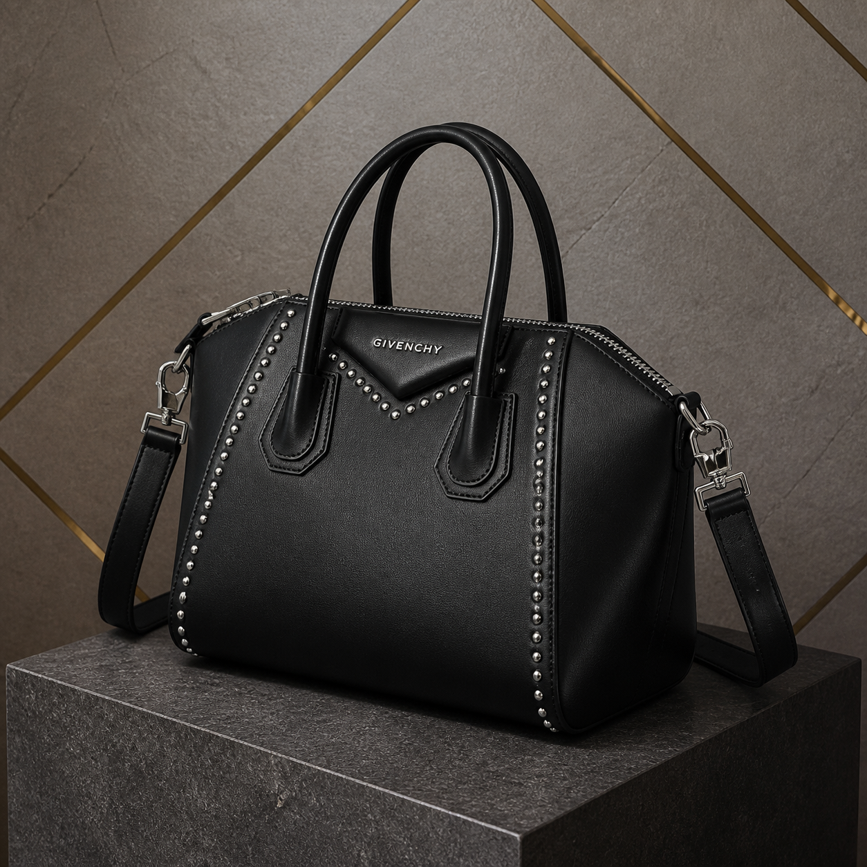Givenchy Antigona Studded Satchel three-quarter view