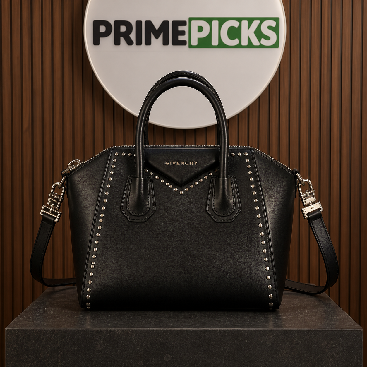 Givenchy Antigona Studded Satchel front view at PrimePicks
