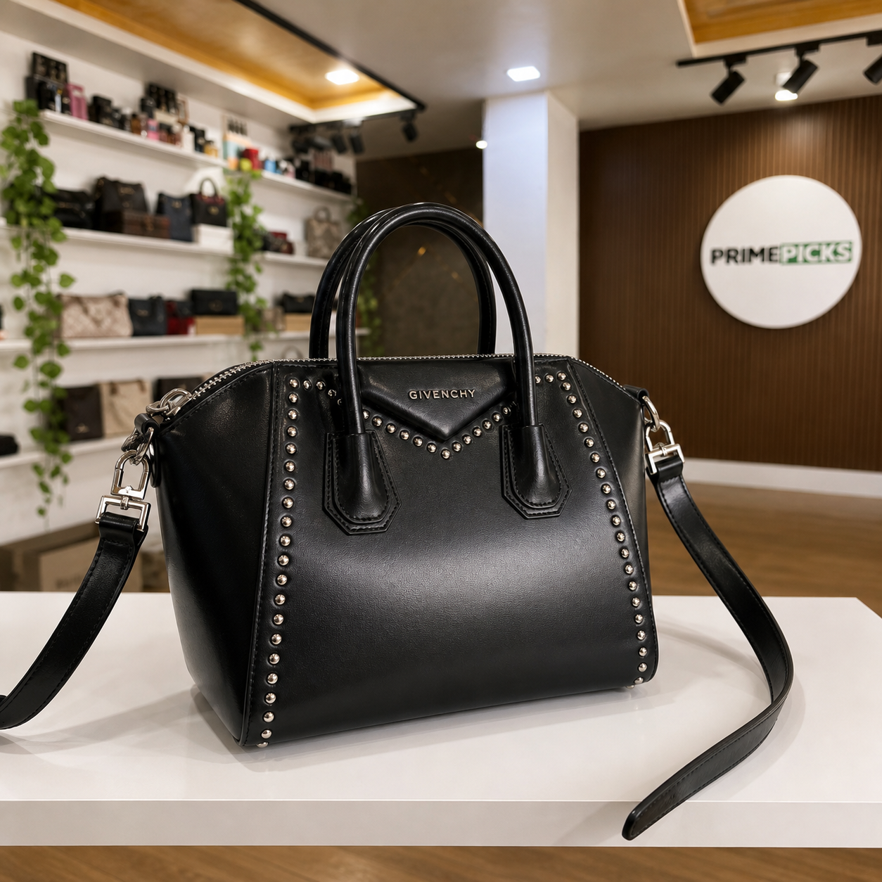 Givenchy Antigona Studded Satchel in the PrimePicks showroom