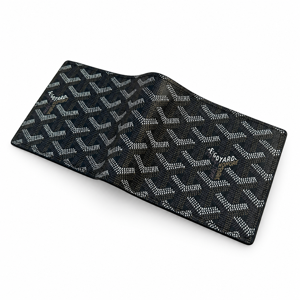 Goyard Black Monogram Wallet on white background