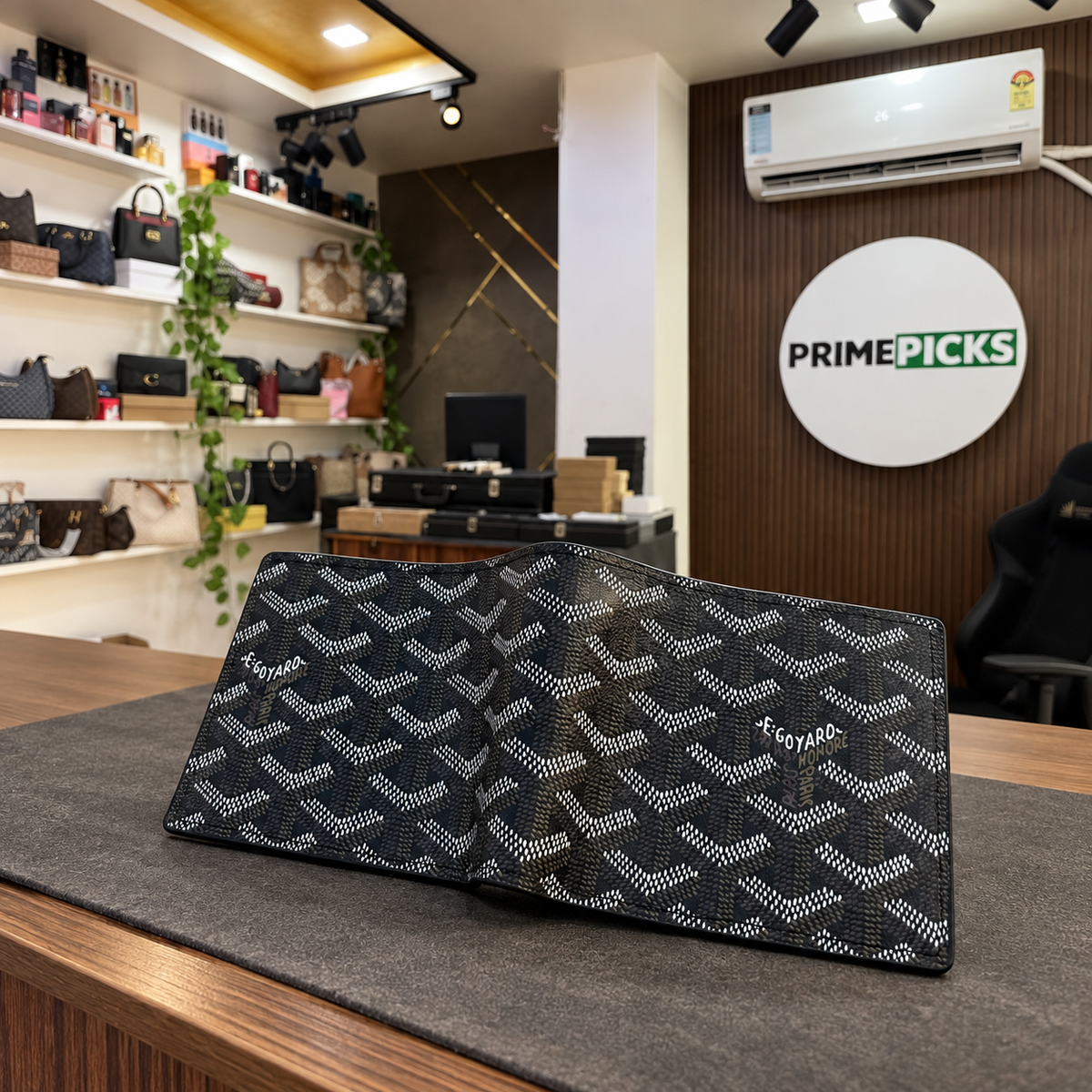 Goyard Black Monogram Wallet at PrimePicks office