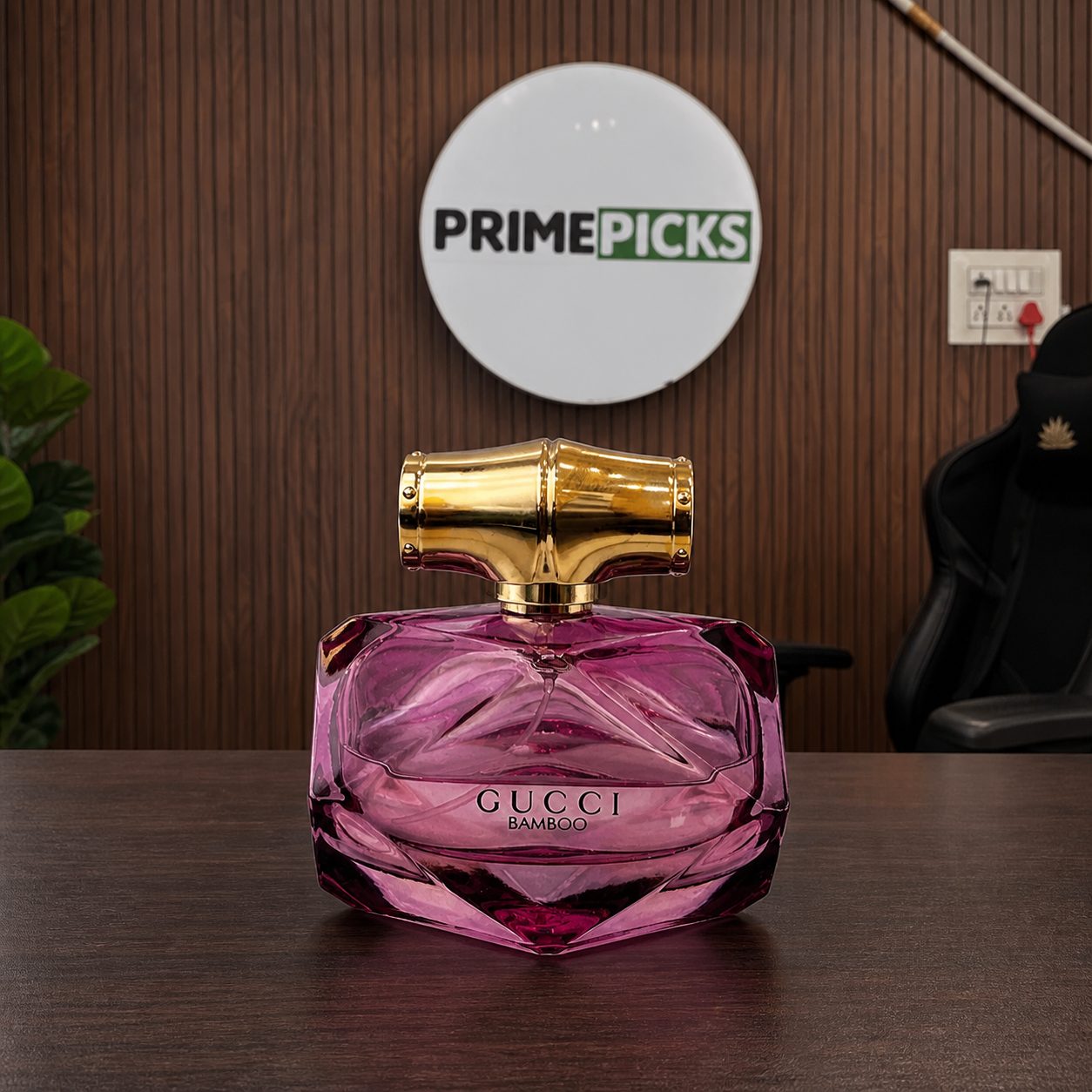 Gucci Bamboo Limited Edition Eau de Parfum bottle at the PrimePicks office