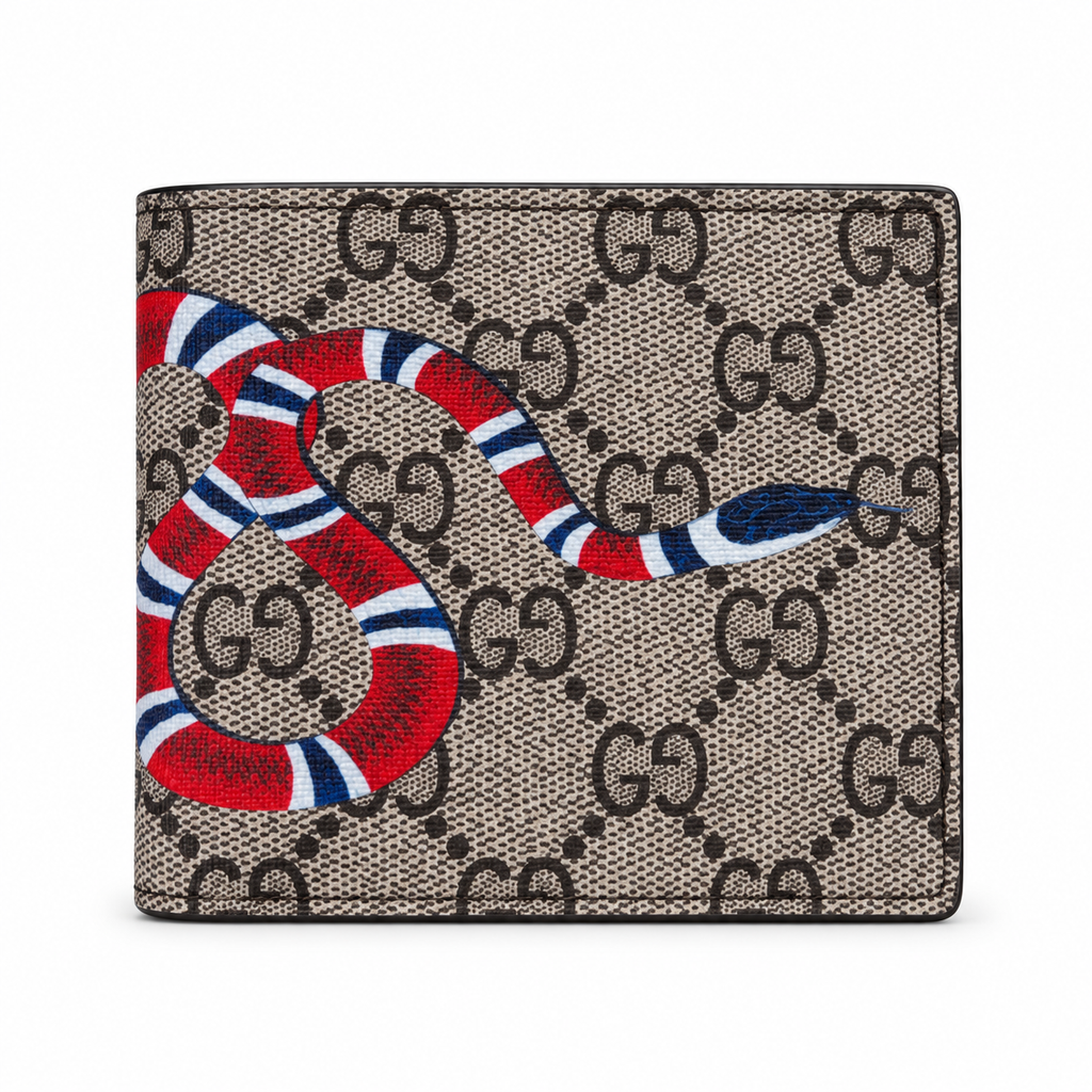 Gucci Beige GG Snake Wallet on white background
