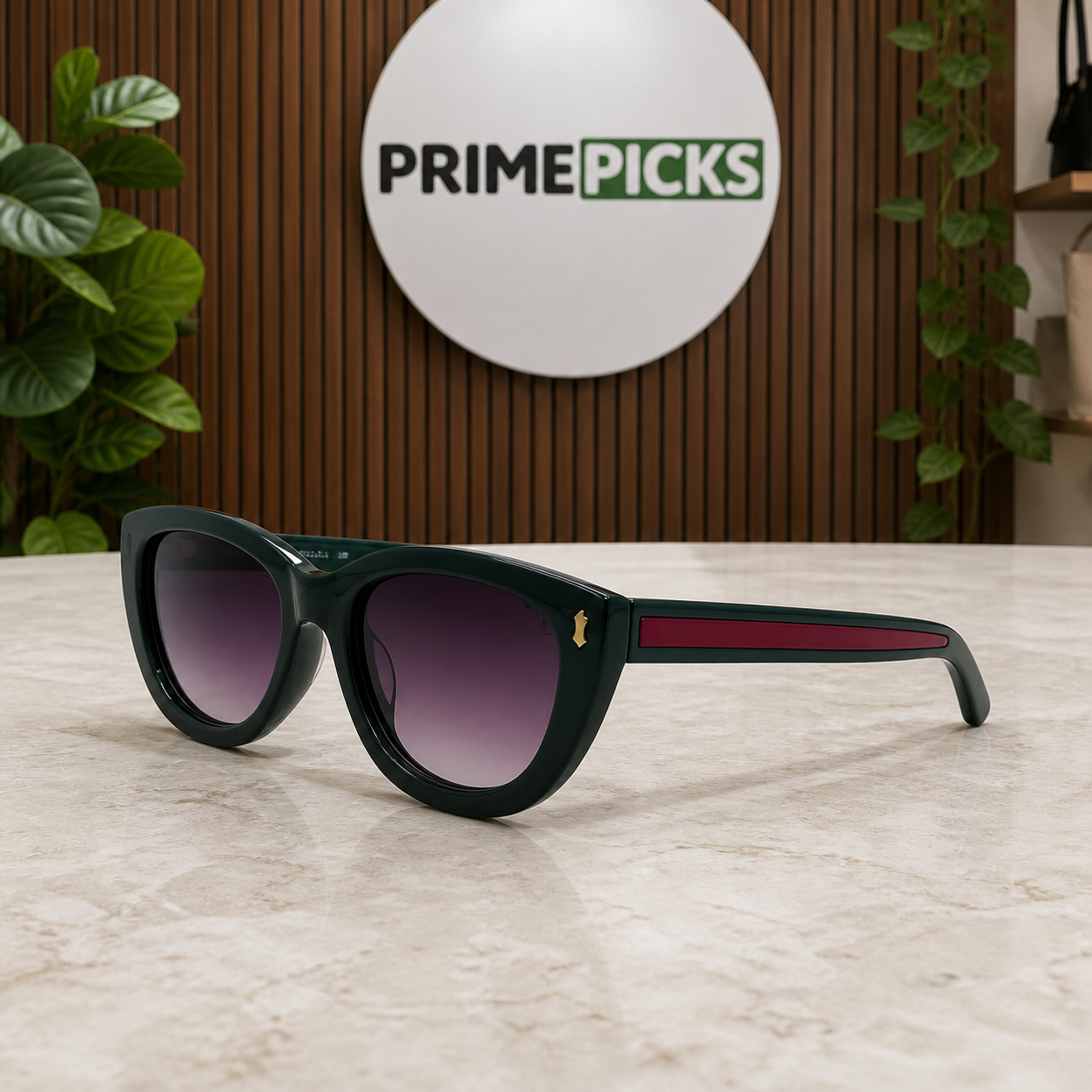 Gucci deep green cat-eye gradient unisex sunglasses hero view