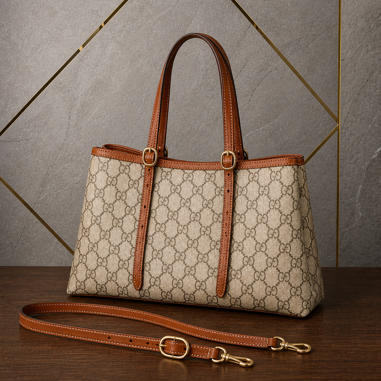 Gucci Padlock GG Emblem Medium Tote Bag alternate view with detachable strap