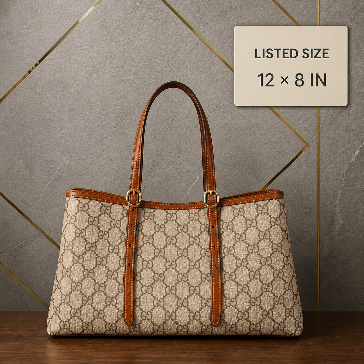 Gucci Padlock GG Emblem Medium Tote Bag listed size 12 by 8 inches