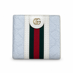 Gucci White Web Stripe Compact Wallet on white background
