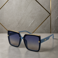 Hermes oversized square sunglasses in slate blue, hero view