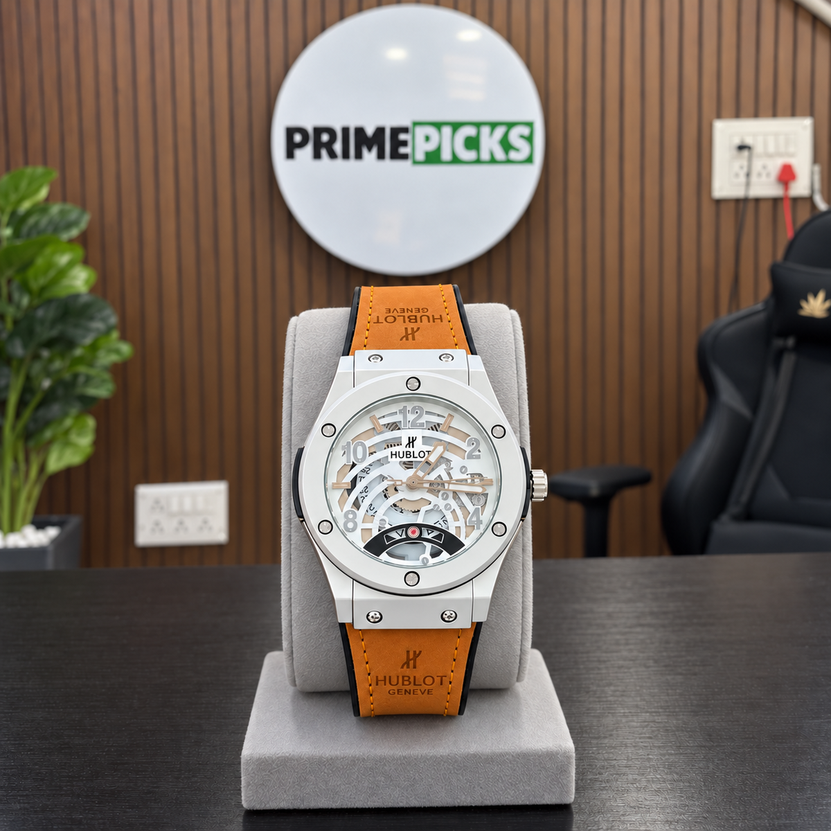 Hublot Big Bang Skeleton Edition ivory and tan in the PrimePicks office
