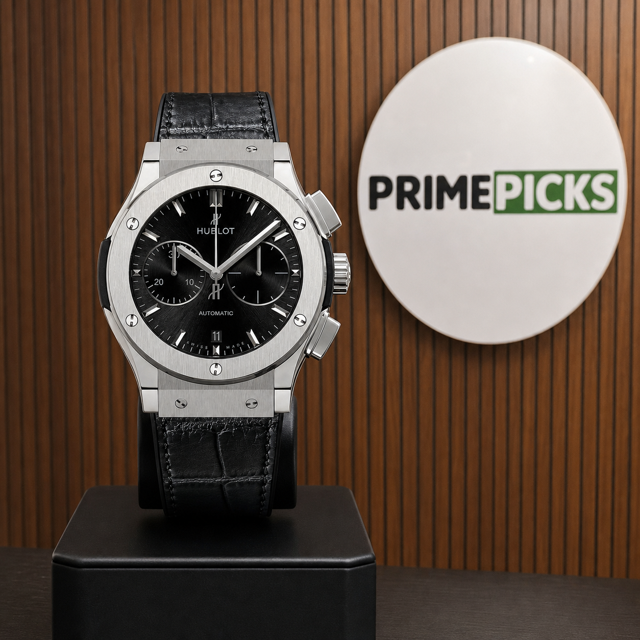 Hublot Classic Fusion chronograph with Primepicks logo board