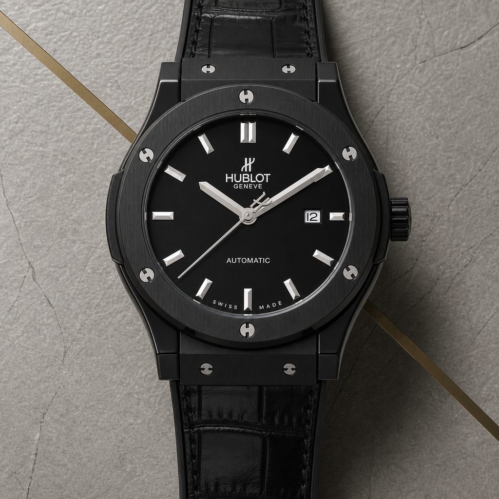 Hublot Classic Fusion 44mm black dial automatic watch close-up