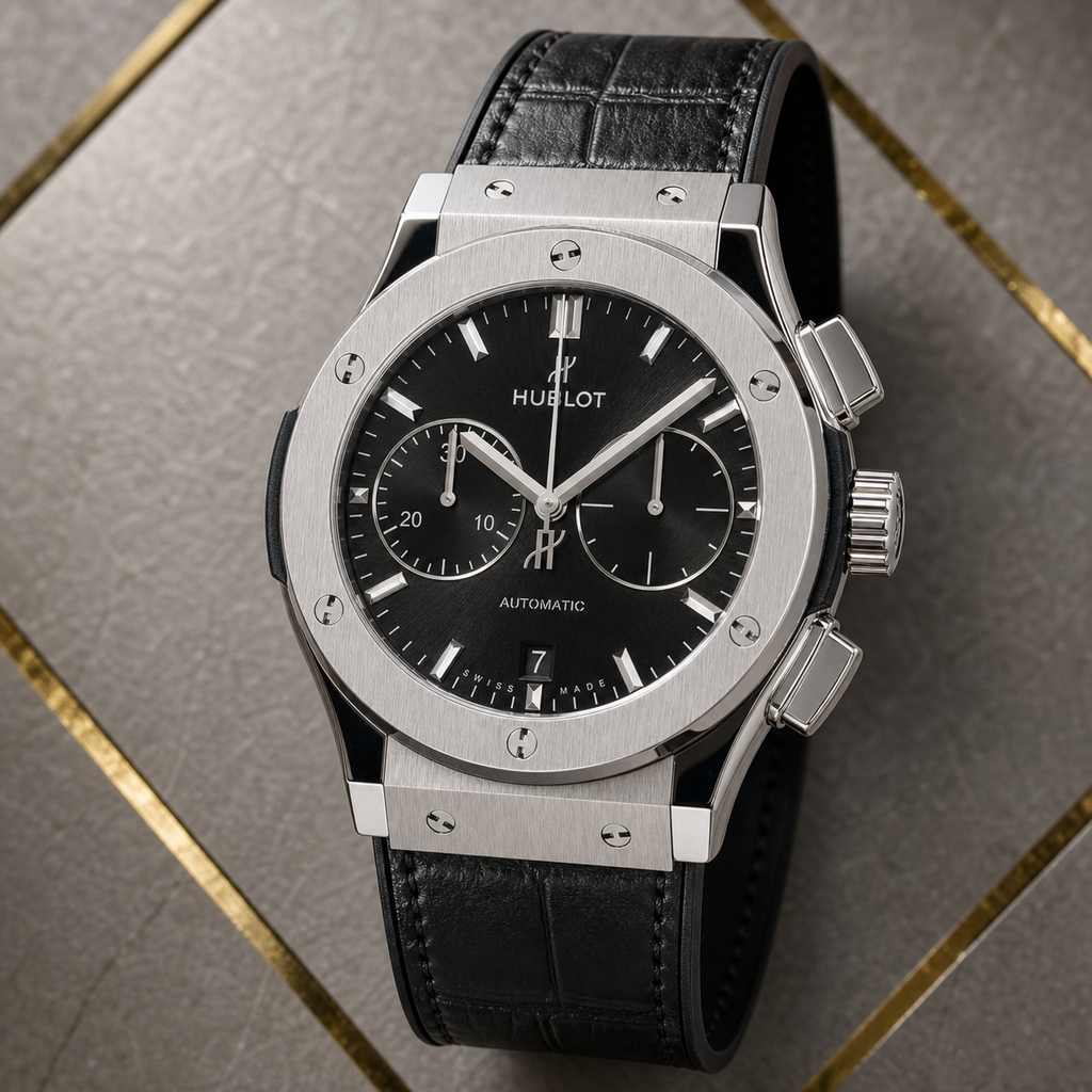 Hublot Classic Fusion chronograph dial close-up