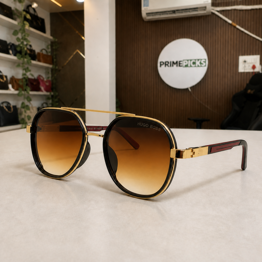 Hugo Boss brown-gradient sunglasses alternate office angle