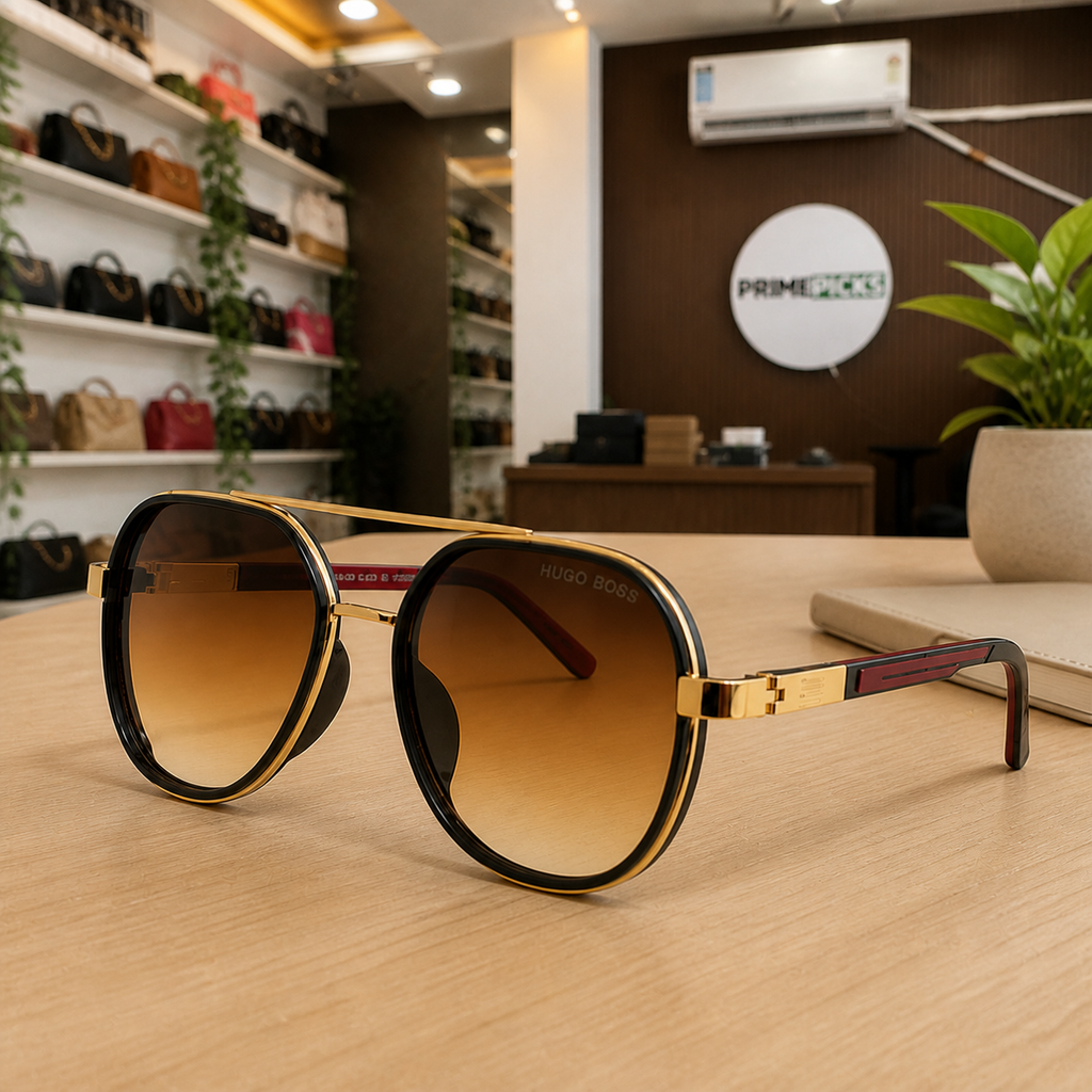 Hugo Boss brown-gradient sunglasses PrimePicks office lifestyle