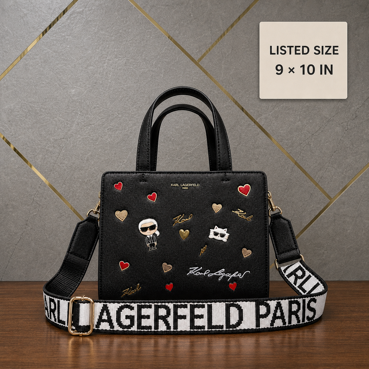Karl Lagerfeld Paris Maybelle Satchel listed size 9 by 10 inches
