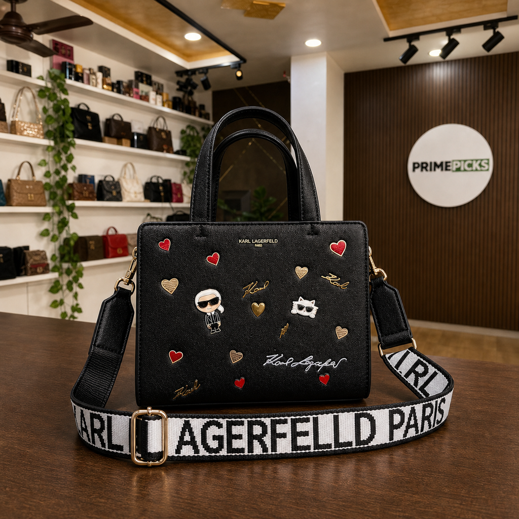 Karl Lagerfeld Paris Maybelle Satchel in the PrimePicks showroom