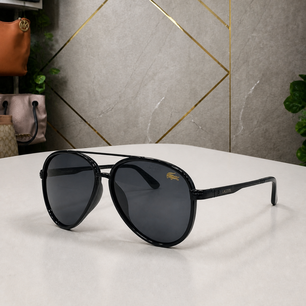 Lacoste black smoke-lens sunglasses alternate office angle