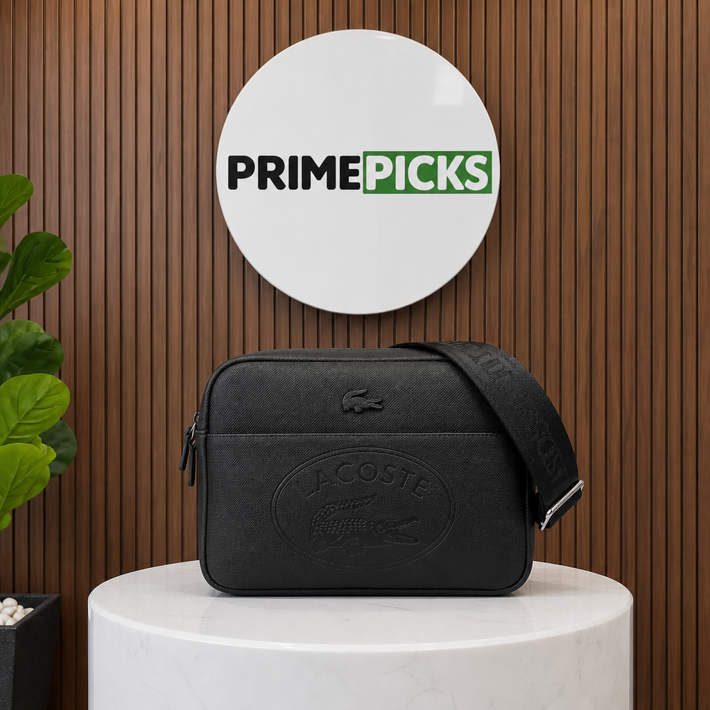 Lacoste Classic black satchel crossbody bag in the Primepicks office