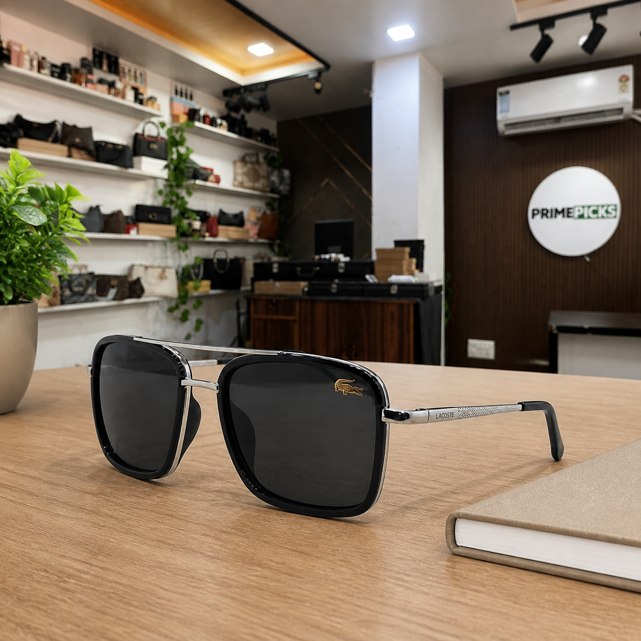 Lacoste square sunglasses PrimePicks office lifestyle