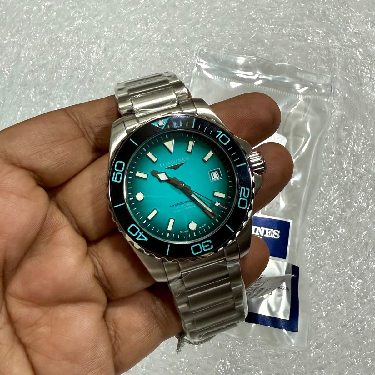 Alternate handheld view of Longines HydroConquest watch