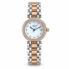 Longines PrimaLuna women’s two-tone watch on white background