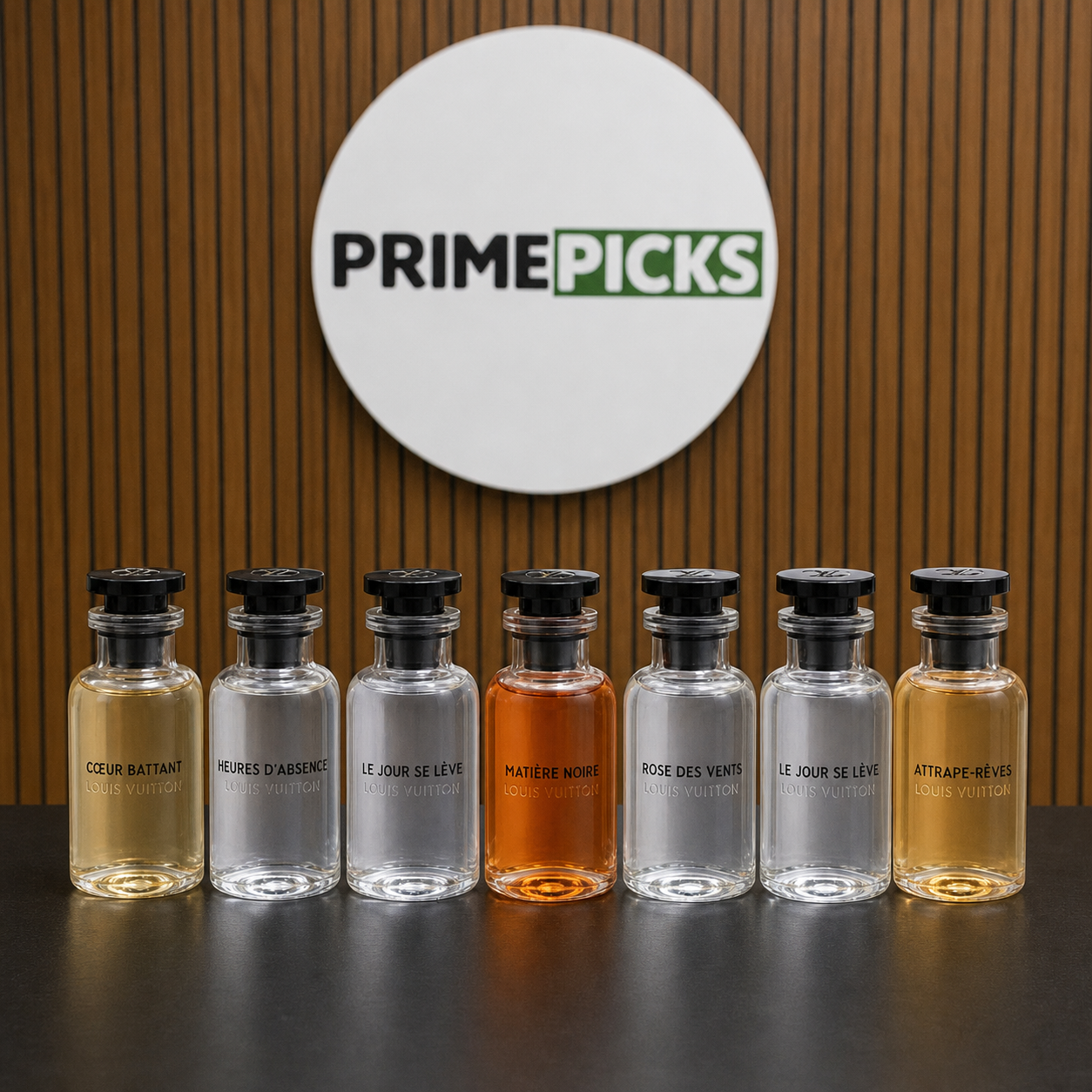Louis Vuitton seven-piece 30ml perfume gift set at the PrimePicks office sign