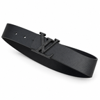 Louis Vuitton Black LV Buckle Belt on white background