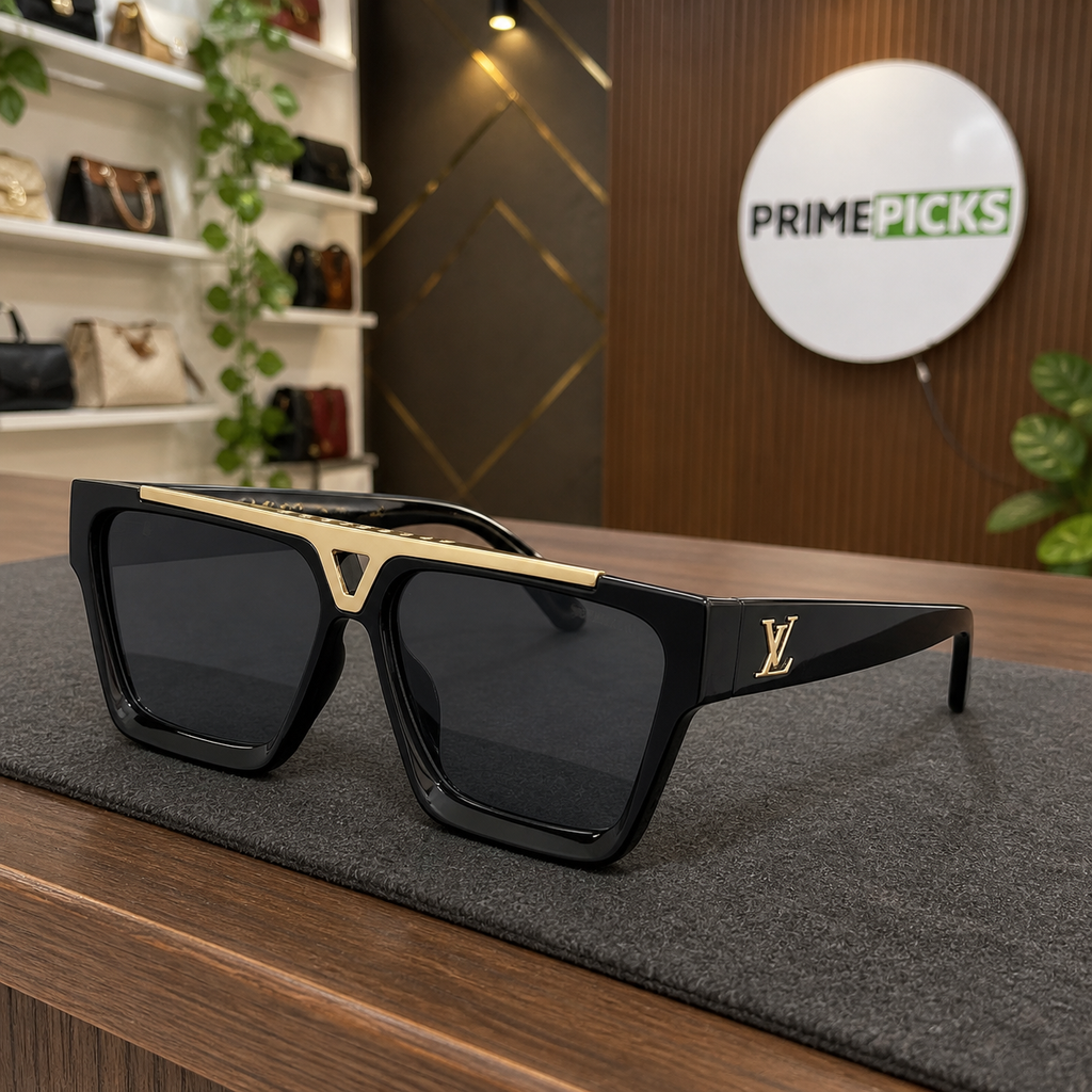 Louis Vuitton black square sunglasses PrimePicks office lifestyle