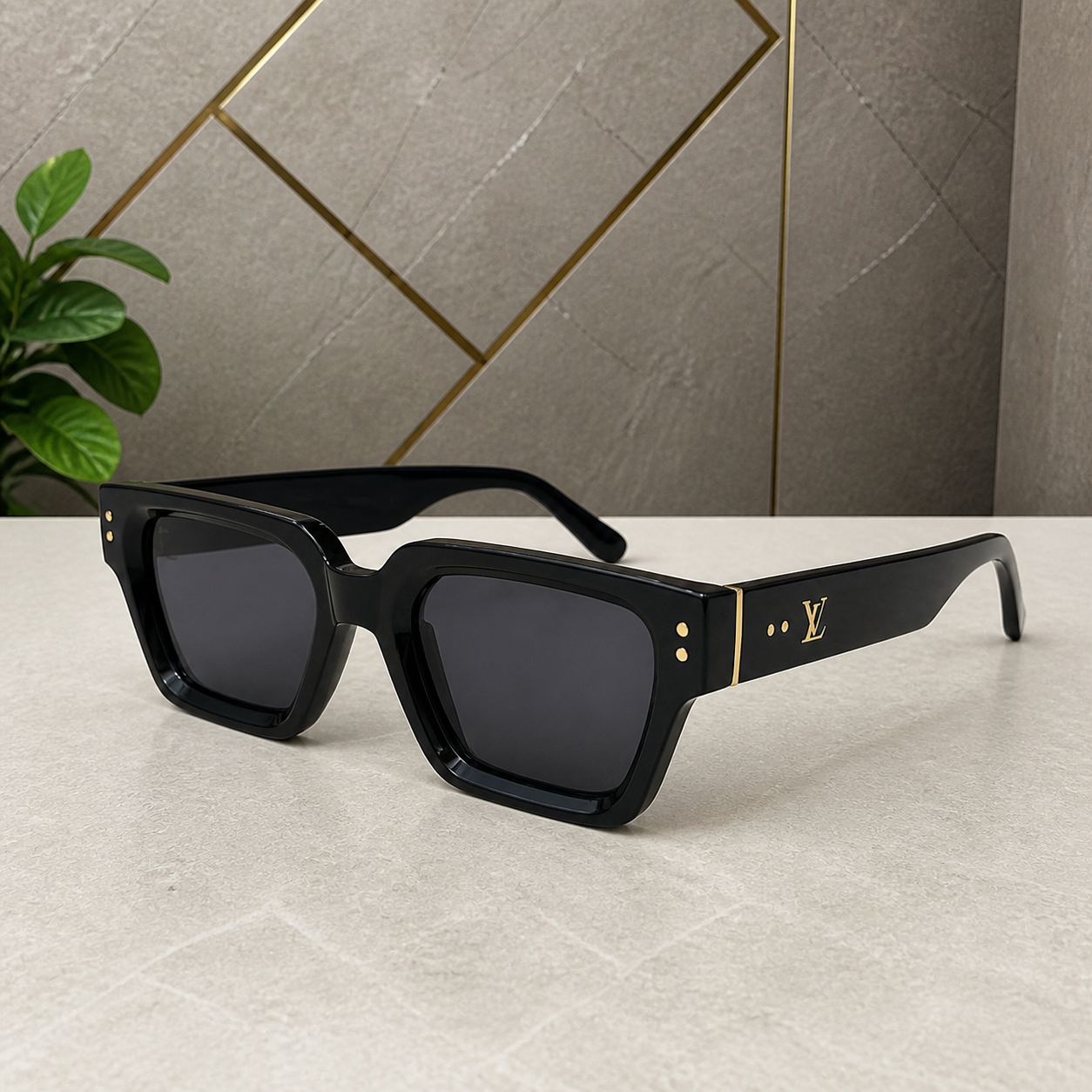 Louis Vuitton black unisex sunglasses alternate office angle
