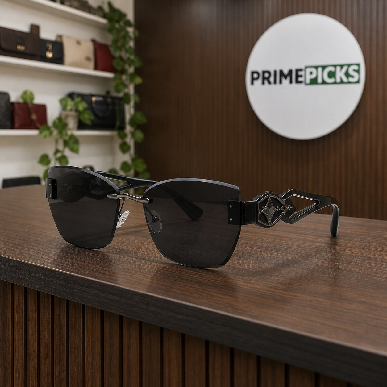 Louis Vuitton dark smoke sunglasses alternate office angle