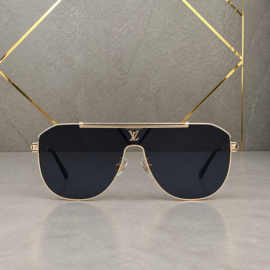Louis Vuitton double-brow navigator sunglasses supported front view