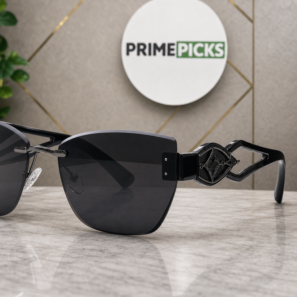 Louis Vuitton sunglasses paired-dot mount and geometric hinge link detail