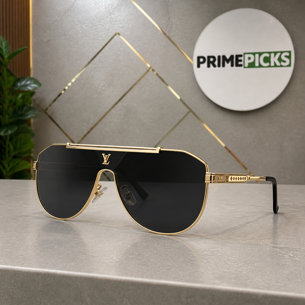 Louis Vuitton gold-tone navigator unisex sunglasses hero view