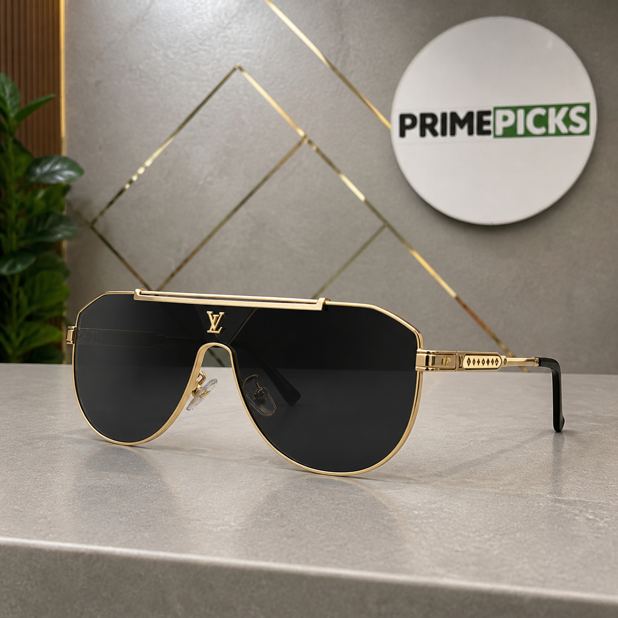Louis Vuitton gold-tone navigator unisex sunglasses hero view