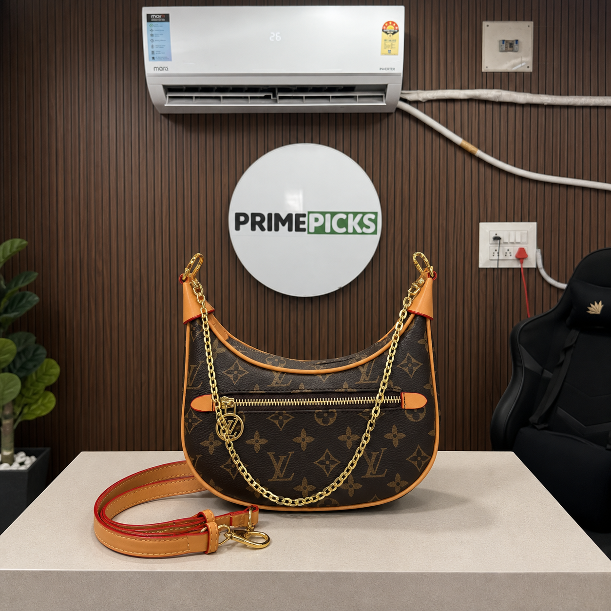 Louis Vuitton Loop brown monogram handbag with full Primepicks logo board