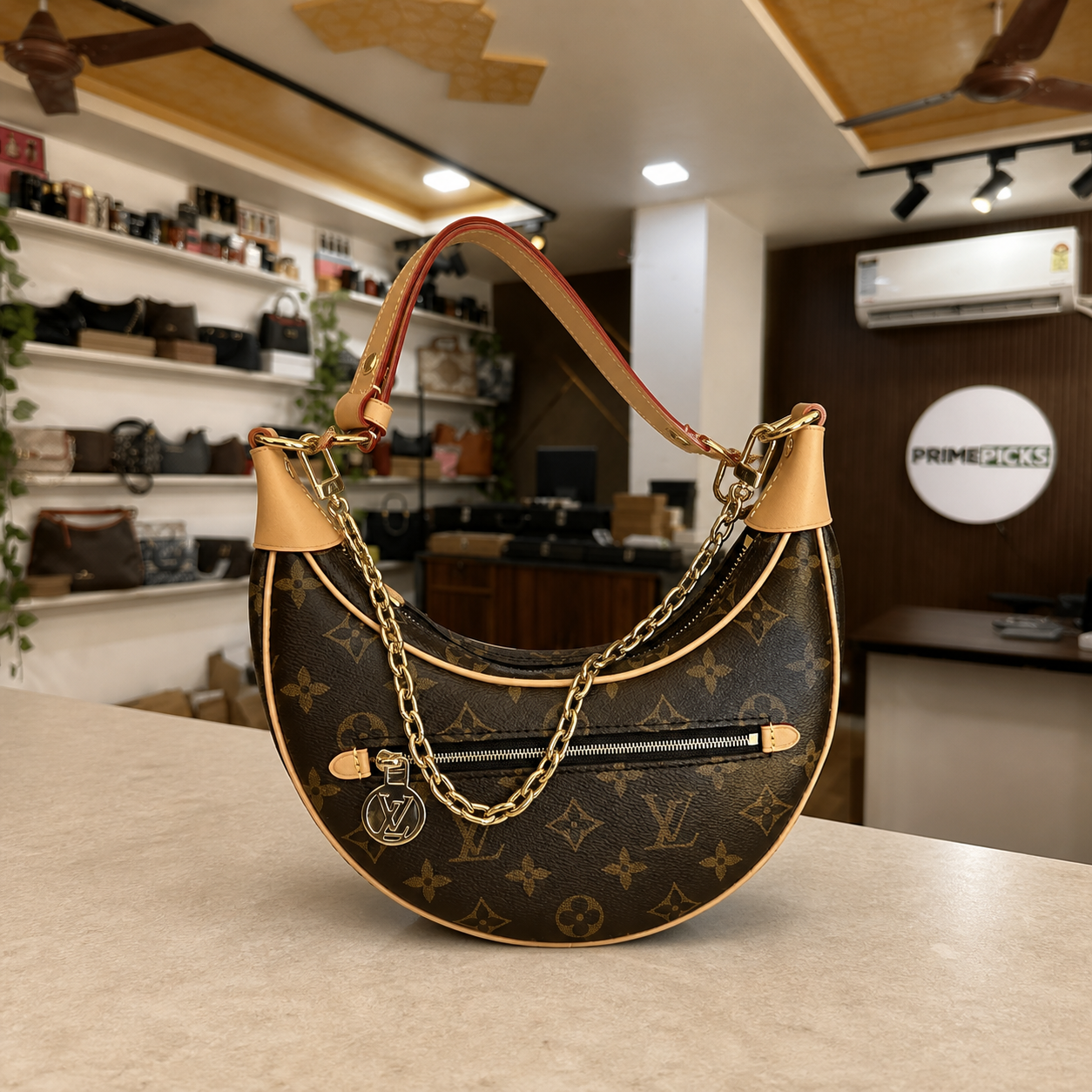 Louis Vuitton Loop handbag displayed inside the Primepicks office