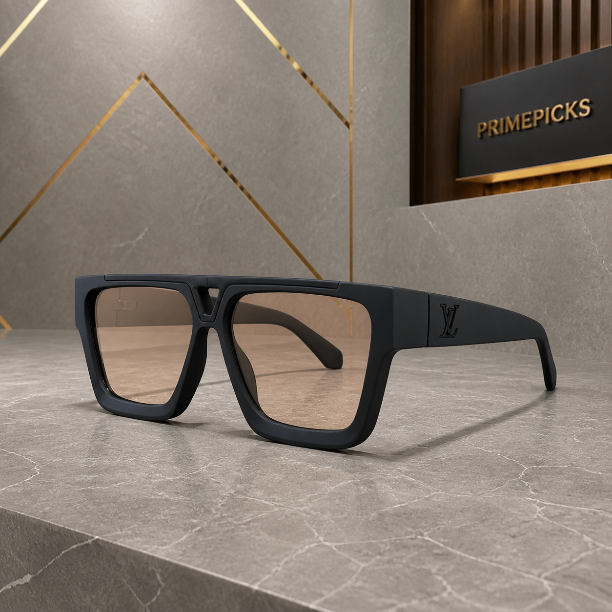 Louis Vuitton matte black double-bridge unisex sunglasses hero view