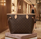 Louis Vuitton Neverfull-style tote Brown Monogram close front view