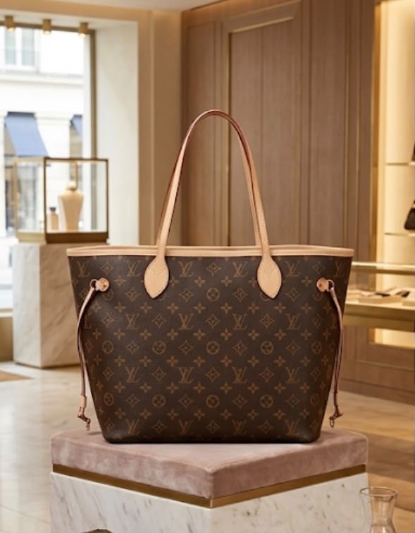 Louis Vuitton Neverfull-style tote Brown Monogram front view