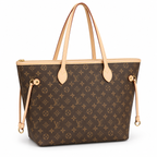 Louis Vuitton Neverfull-style tote in Brown Monogram on a white background